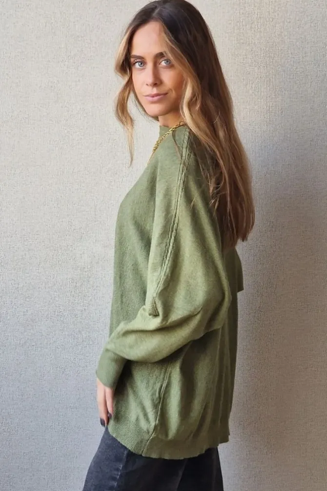 Jersey oversize de manga murciélago verde