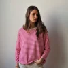 Jersey oversize de rayas finas color fucsia