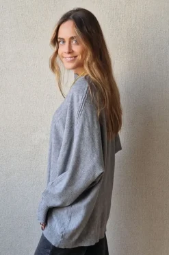 Jersey oversize manga murciélago gris