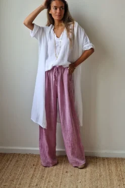 Kimono blanco tipo lino con manga tres cuartos