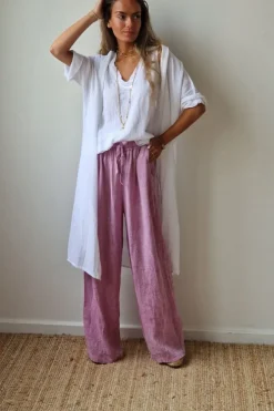 Kimono blanco tipo lino con manga tres cuartos