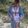 Kimono estampado color turquesa
