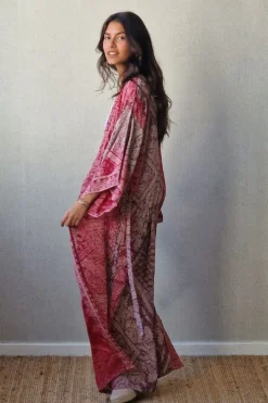 Kimono largo estampado fresa