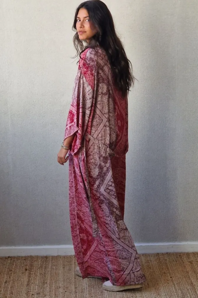 Kimono largo estampado fresa