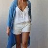 Kimono largo plumeti azul