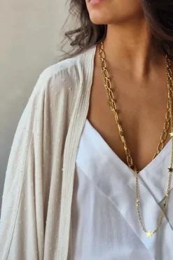 Kimono largo plumeti beige