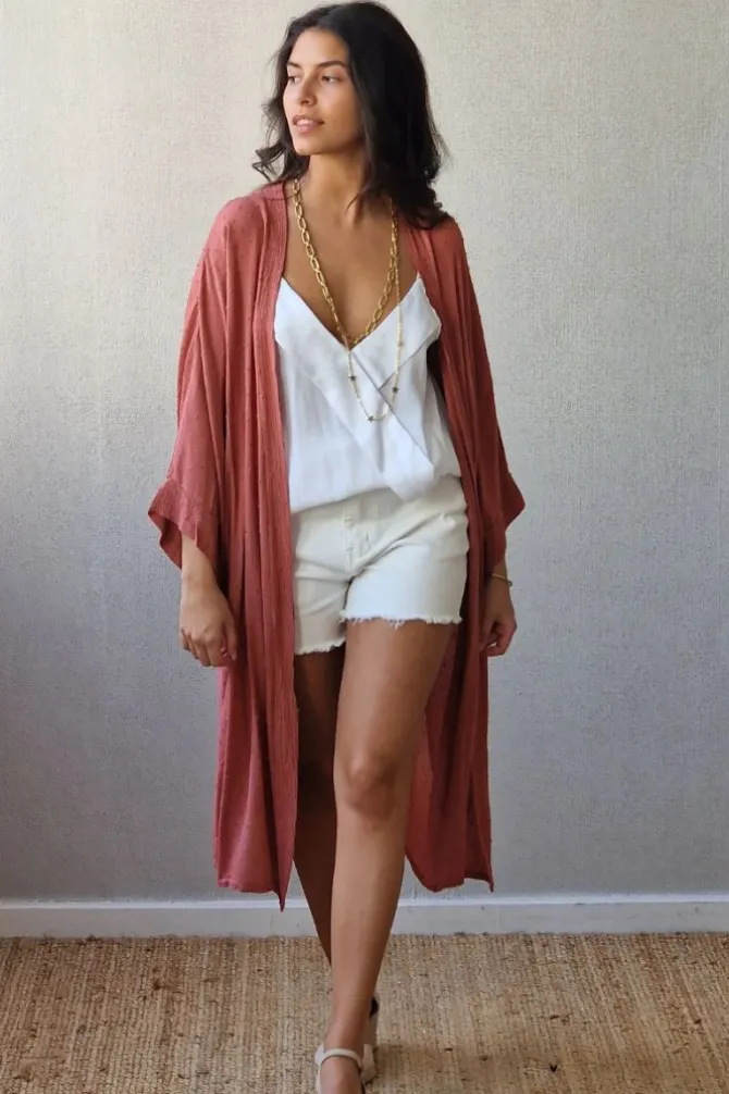 Kimono largo plumeti caldero