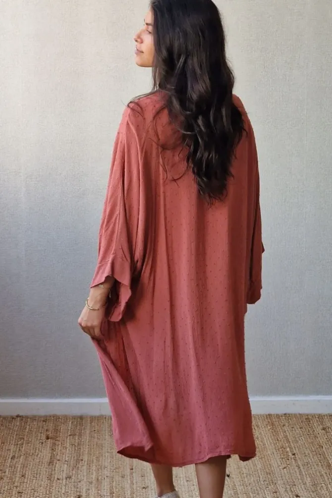 Kimono largo plumeti caldero