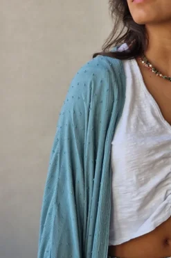 Kimono largo plumeti verde antiguo