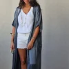 Kimono tipo raso gris