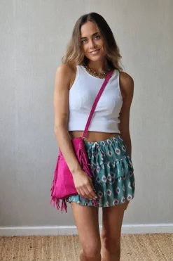 Minifalda pantalón ikat verde