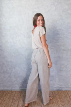 Pantalón con nudo liso de algodón TOPO