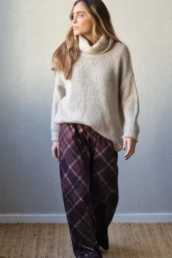 Pantalón de cuadros grandes granate