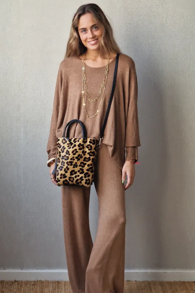 Pantalón de punto básico camel