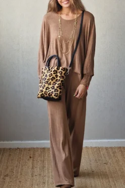 Pantalón de punto básico camel