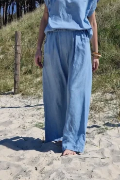 Pantalón denim rayas azul