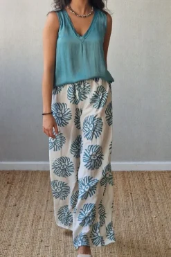 Pantalón estampado corales color verde