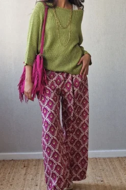 Pantalón estampado ikat buganvilla