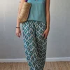 Pantalón estampado ikat verde agua