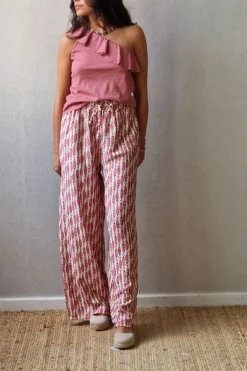 Pantalón estampado peces rosa