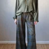 Pantalón palazzo de cuadros verde con azul