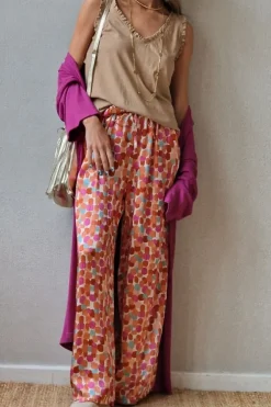 Pantalón tipo raso estampado manchas caldero