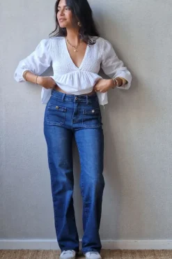 Pantalón vaquero con bolsillos delante azul jeans