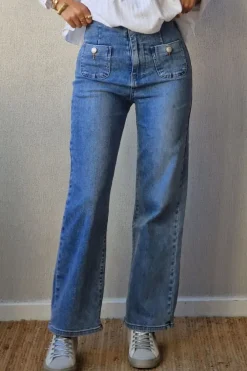 Pantalón vaquero con bolsillos delante azul jeans