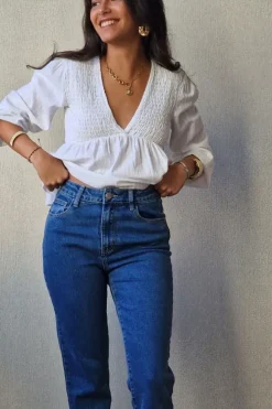 Pantalón vaquero recto azul jeans