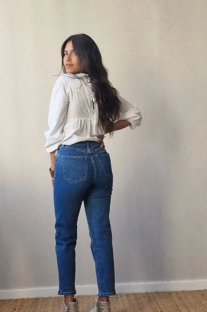 Pantalón vaquero recto azul jeans