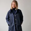 Parka larga tipo chubasquero azul marino