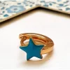 Pendiente aro con estrella turquesa