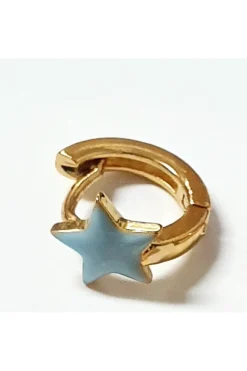 Pendiente aro con estrella azul