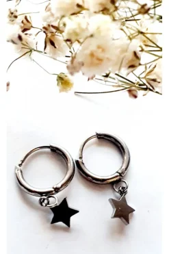 Pendiente combinable con estrella plata