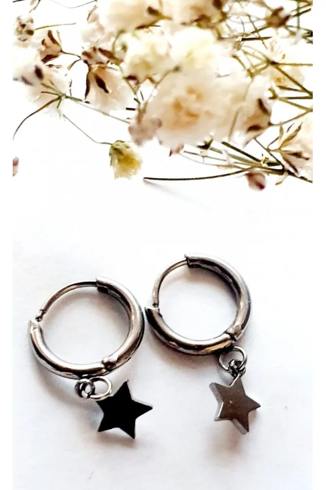 Pendiente combinable con estrella plata