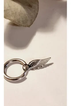 Pendiente combinable de acero plata con ala