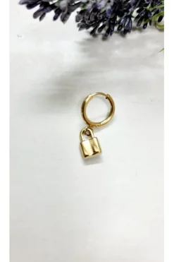 Pendiente combinable de acero dorado con candado
