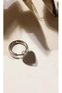 Pendiente combinable de acero con corazón plateado