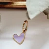 Pendiente corazón lila