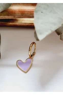 Pendiente corazón lila