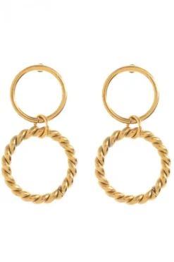 Pendiente círculo de acero dorado pequeño