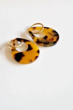 Pendiente ovalado resina animal print