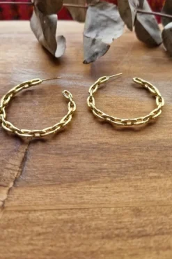 Pendientes acero aro grande cadena