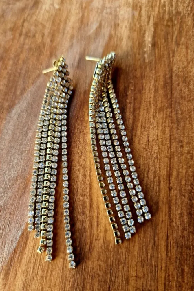 Pendientes acero cascada circonitas
