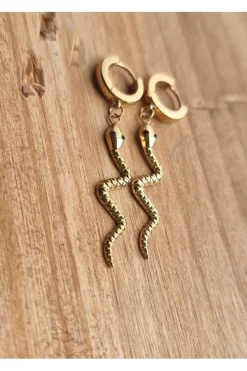 Pendientes acero dorado de serpientes