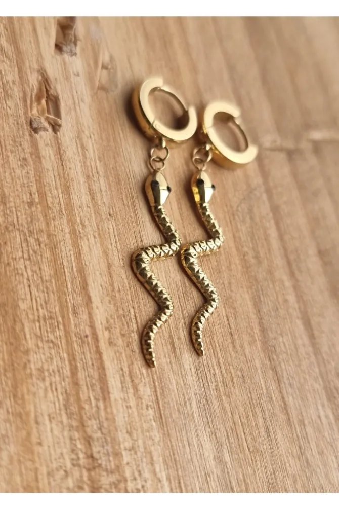 Pendientes acero dorado de serpientes