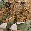 Pendientes acero dorado flores