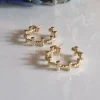 Pendientes aro dorado cruz