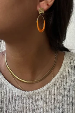 Pendientes con ovalo naranja
