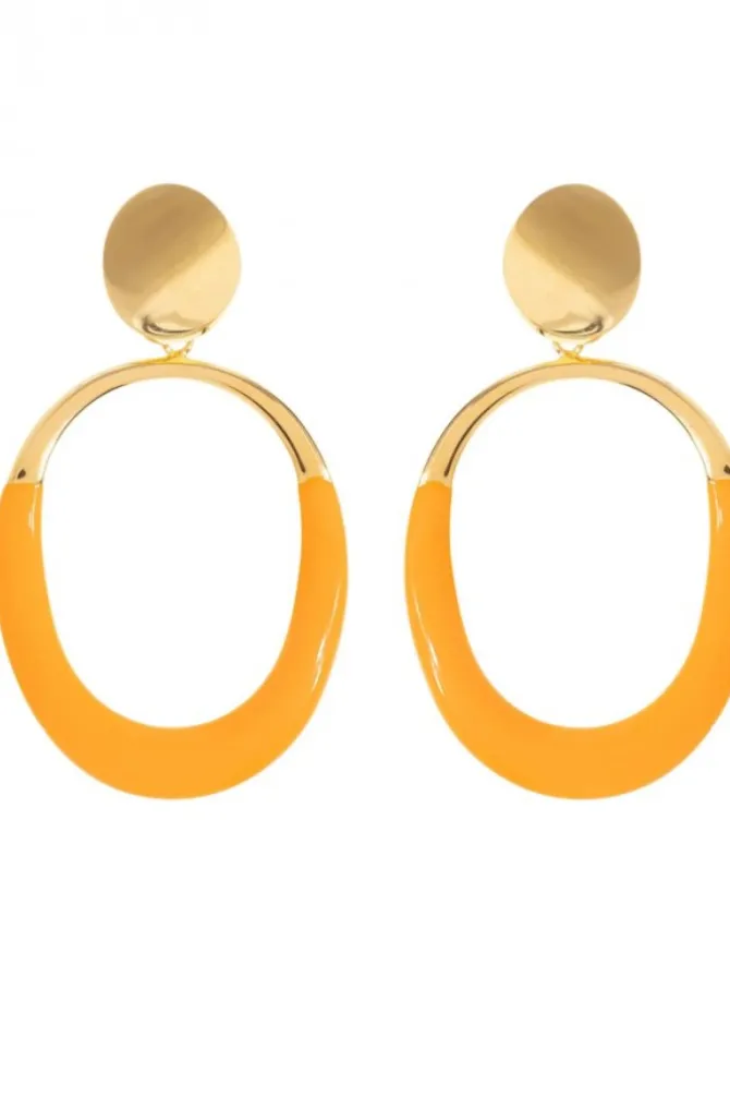 Pendientes con ovalo naranja